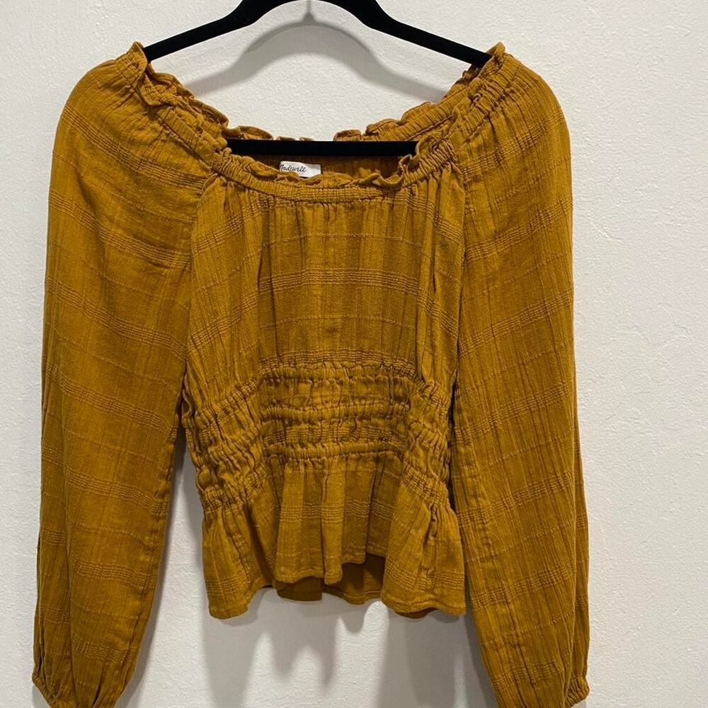 Madewell Mustard Long Sleeve Cotton Cottagecore Coquette Size XXS